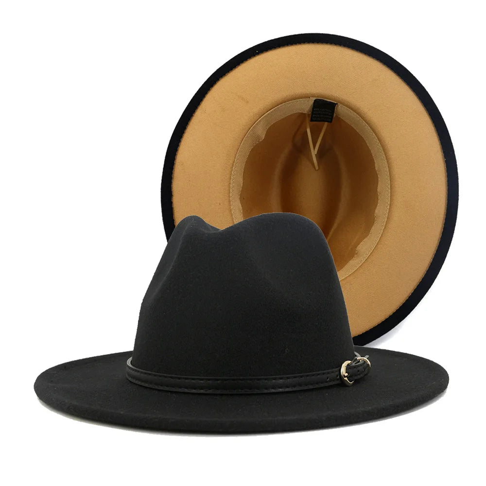 Patchwork Wide Brim Fedora Hat — Belt Buckle · Unisex