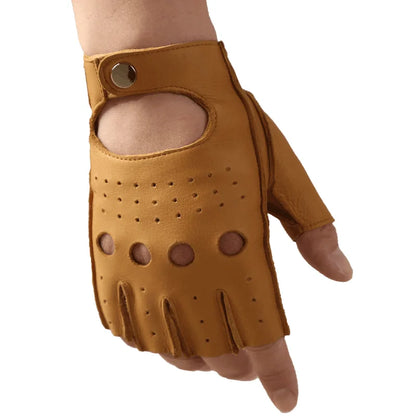 Genuine Leather Half Finger Gloves