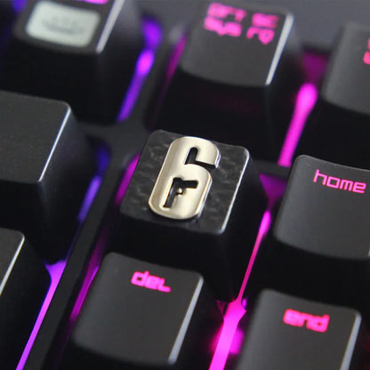 Game peripheral logo R6 keycaps metal relief Aluminum alloy