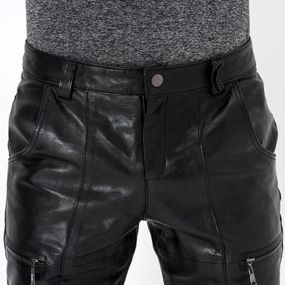 Men's Genuine Sheepskin Motorcycle Leather Pants