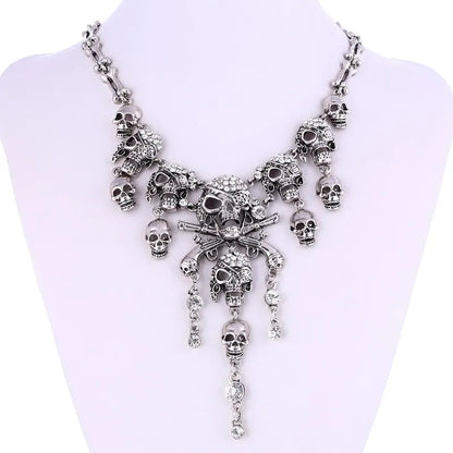 Retro Rhinestone Goth Punk Necklace