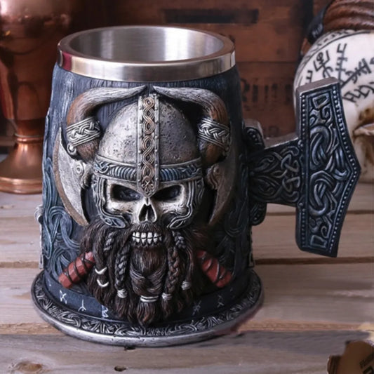 Viking Resin Stainless Steel Mug Pirate Stein