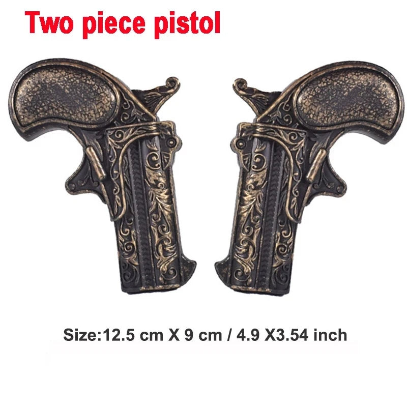 Steampunk Gothic Dual Pistol Holster Leather Double Derringer Holder Bag Western Cowboy Larp Kit Mini Gun Belt Slider For Pirate