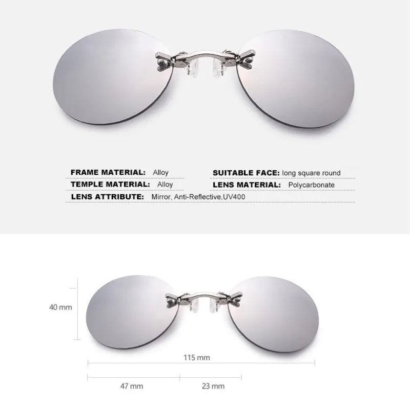 Round Clip-Nose Sunglasses Rimless Punk