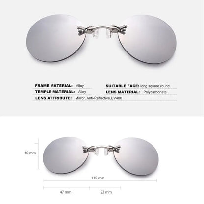 Round Clip-Nose Sunglasses Rimless Punk