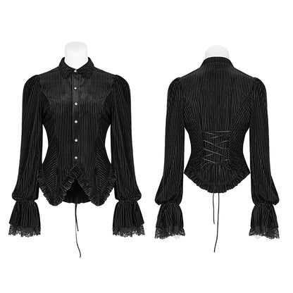 Velvet Noir Gothic Tuxedo Shirt for Women