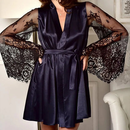 Lingerie Silk Lace Sleepwear Robe Night