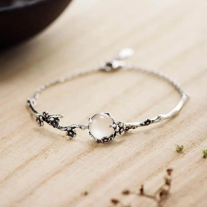 Moonlit Blossom Chalcedony Charm Bracelet