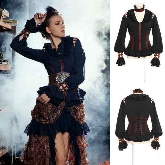 Women's Steampunk Blouse Victorian Burlesque