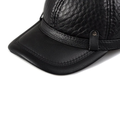 Genuine Leather Cowhide Head Protection Baseball Caps