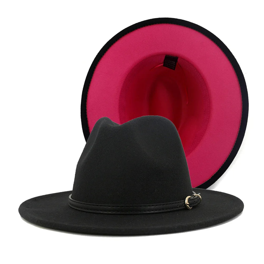 Patchwork Wide Brim Fedora Hat — Belt Buckle · Unisex