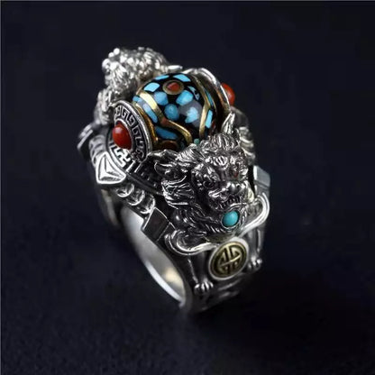 Silver Color Creative Retro Ethnic Style Handmade Beast Ring