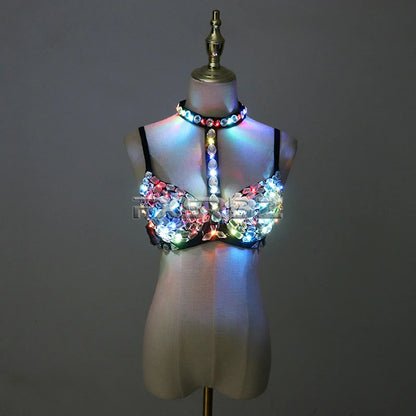 LED Bra Colorful Flash Diamond Bra