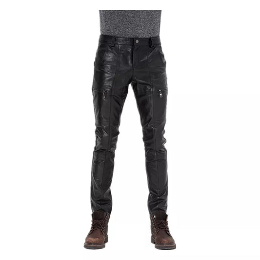 Men's Genuine Sheepskin Motorcycle Leather Pants