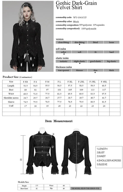 Velvet Noir Gothic Tuxedo Shirt for Women