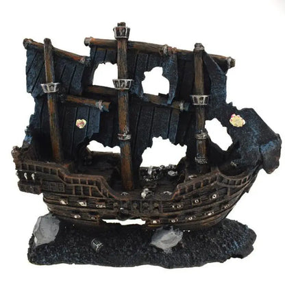 Artificial Aquarium Sunk Boat Decoration Fish Tank