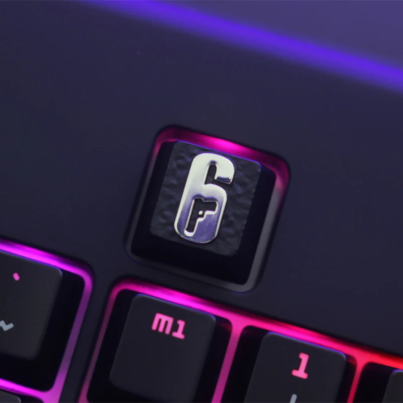 Game peripheral logo R6 keycaps metal relief Aluminum alloy