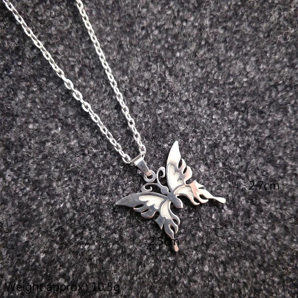 Glowing In The Dark Butterfly Pendant Necklace