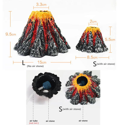 Volcano Decoration Underwater LED Light Fish Tank Oxygen