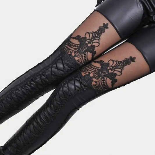 Faux Leather Gothic Punk Leggings Pants