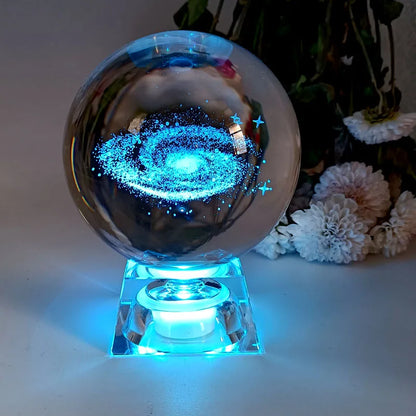 Crystal Ball 3D Laser Engraved Planets Model Sphere