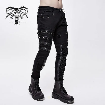 Devil Fashion Men Punk Black Pencil Pants