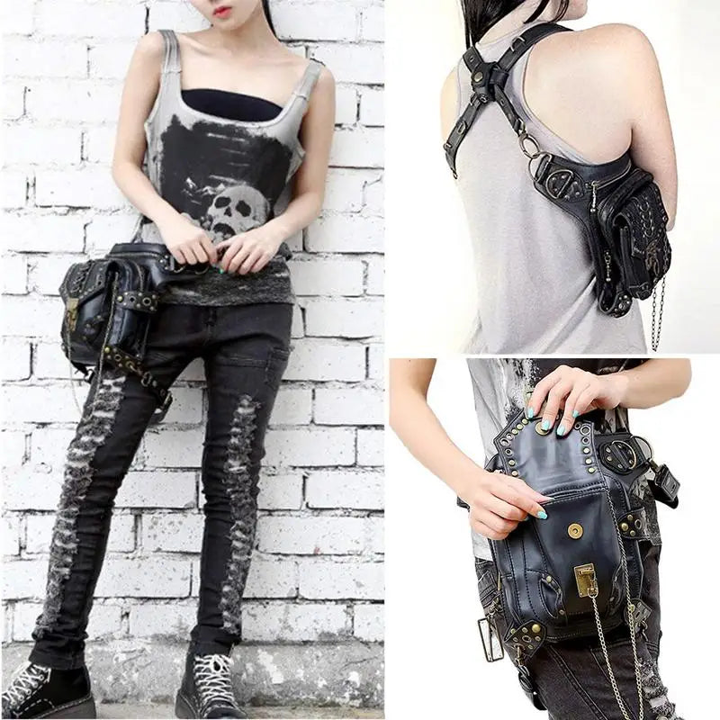 Steampunk Retro Motorcycle Bag Retro Rock Gothic Waist Bag Drop Leg Bag High Quality Universal For Women