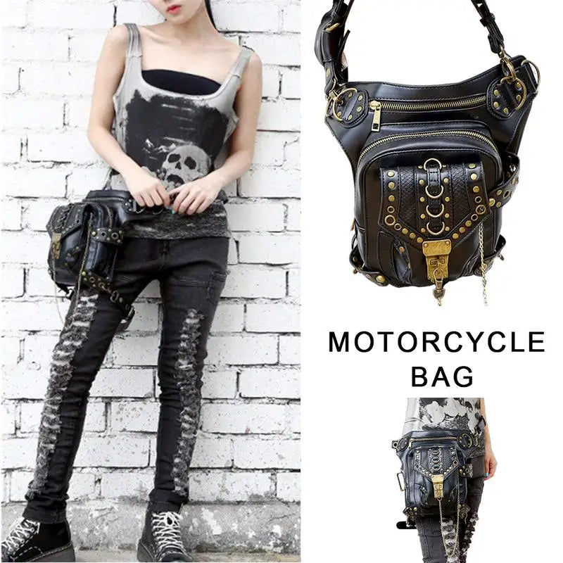 Steampunk Retro Motorcycle Bag Retro Rock Gothic Waist Bag Drop Leg Bag High Quality Universal For Women