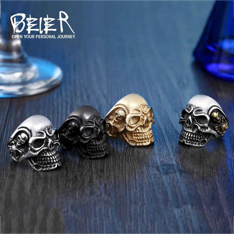 Rings For Man Big Trippel Skull Punk