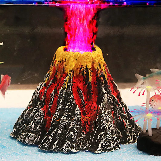 Volcano Decoration Underwater LED Light Fish Tank Oxygen