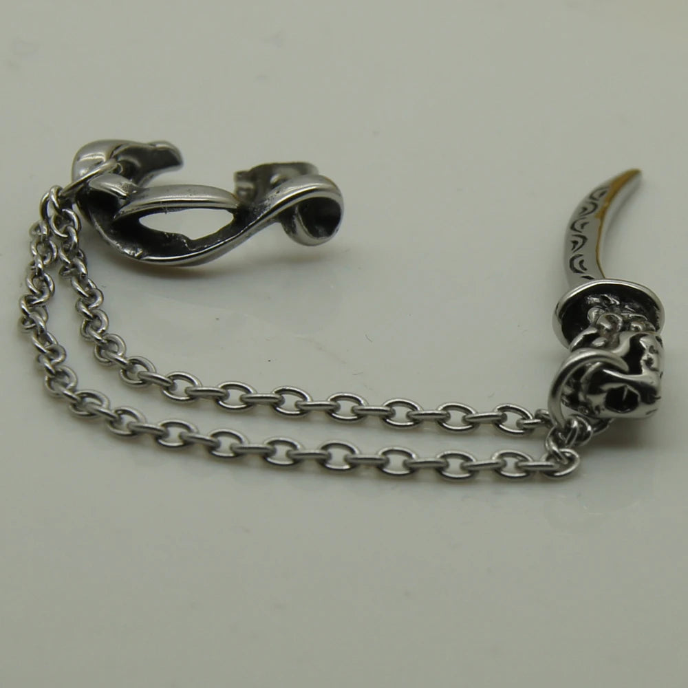 sword insert with chain 316L stainless steel earring punk