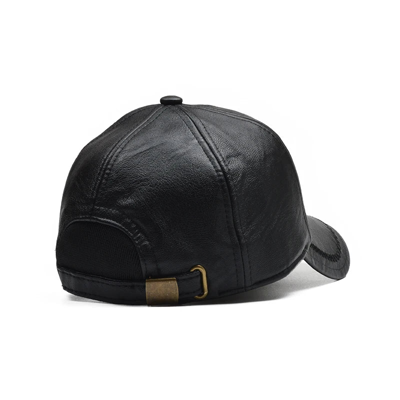 Leather Winter Baseball Cap Men