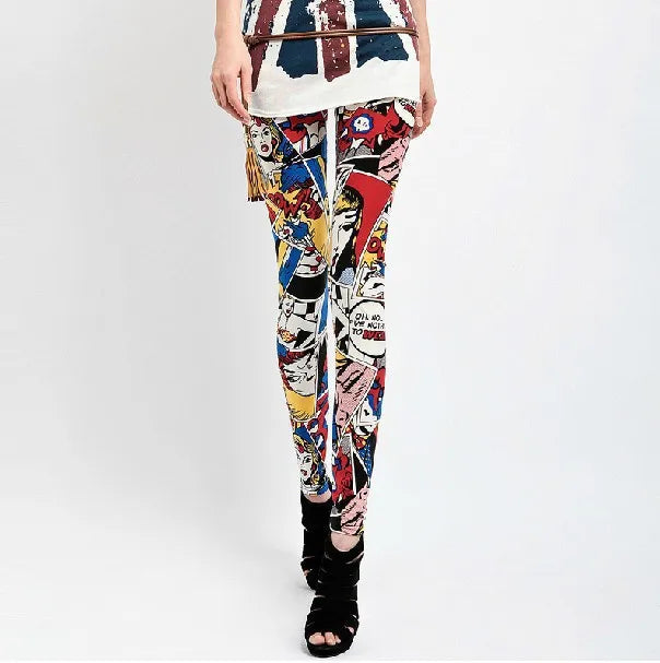 lady cartoon Leggings Graffiti