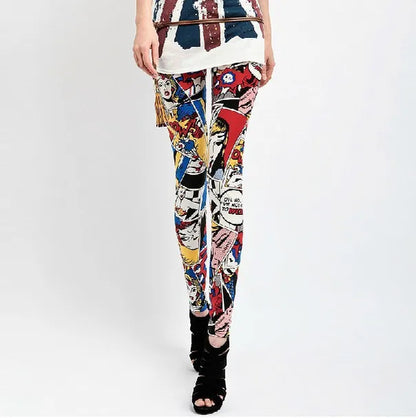 lady cartoon Leggings Graffiti