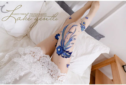 Silk Floral-Embroidered Party Against Opaque Tights