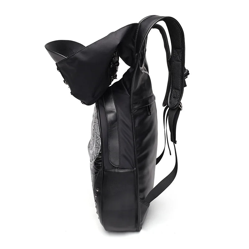 PU Leather Backpack With Hood Cap