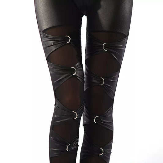 lady sexy punk rock metal leggings