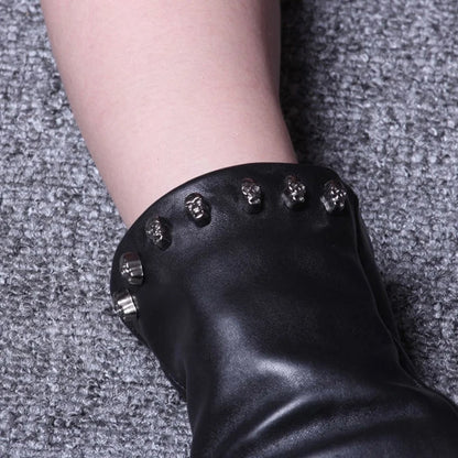 Genuine Leather Skull Bone Fingerless