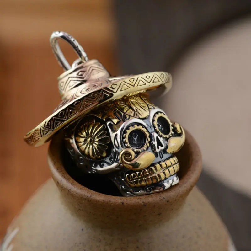 Silver Punk Skull Charm Pendants for Necklaces