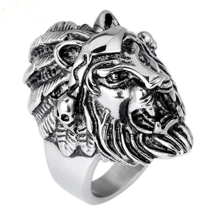 Stainless Steel Lion Heads Rings