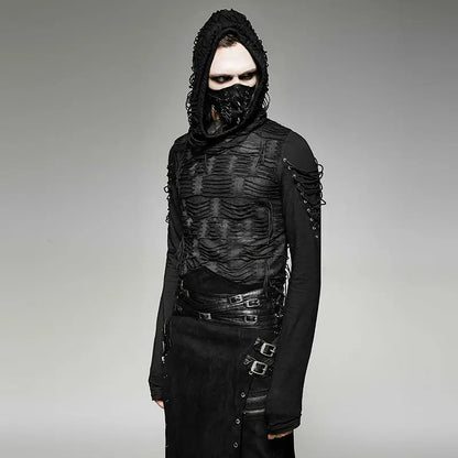 Punk Rave Gothic Men's Long Sleeve Tee - Black