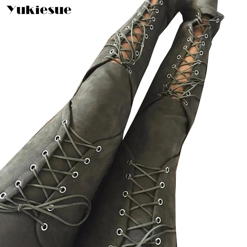 High-Waist Suede Leggings for Women - Autumn Chic