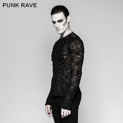 Strappy Gothic Punk Men's Sweater Top T474