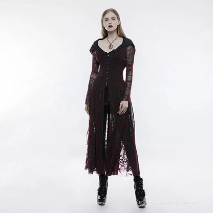 Product Name: Gothic Flame Hooded Lace Dress