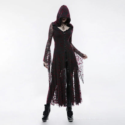 Product Name: Gothic Flame Hooded Lace Dress