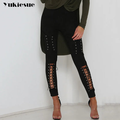 High-Waist Suede Leggings for Women - Autumn Chic