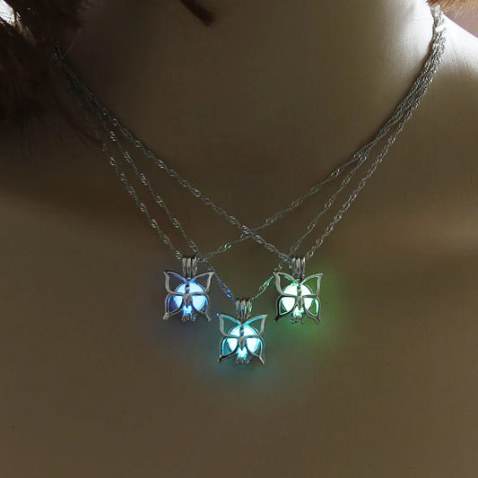 Cute Luminous Necklace Charm Glowing Butterfly