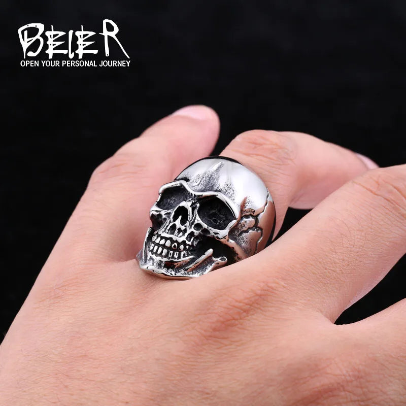 Cool Punk Man's Skull Ring Stainless Steel