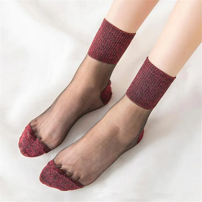Glitter Crystal Glass Silk Socks