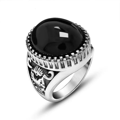 Vintage Design Black Red Stone Rings for Men Never Fade